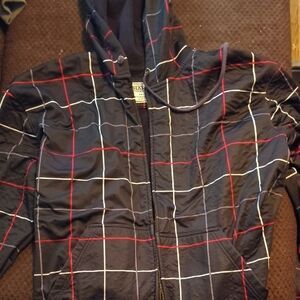 Hanes Black and Red Plaid Windbreaker